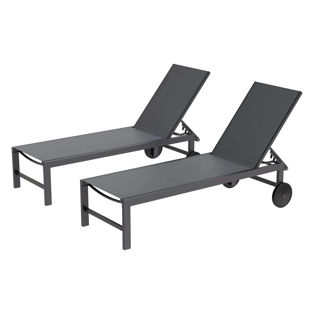 Chaise Lounges, Aluminium, Grey, set of 2