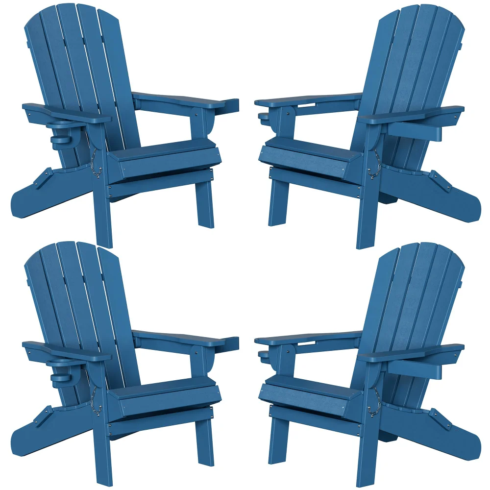 Adirondack Chairs, HDPE, Blue, set of 4